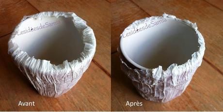 Déco upcycling : Recycler un sac plastique en pot coloré.