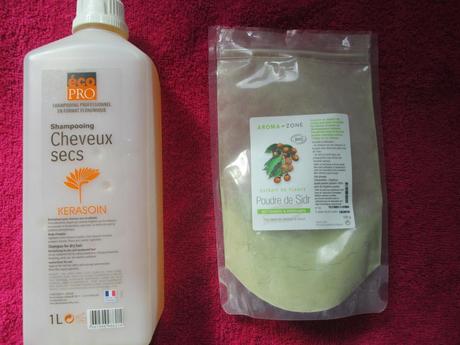shampoing cheveux secs KERASOIN, Poudre de Sidr Aroma Zone, Gel d'Aloe Vera, Huile de coco Aroma Zone