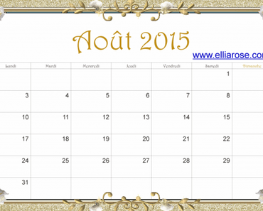 ✰ Calendrier gratuit à imprimer Août 2015 ✰