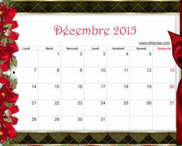 ✰ Calendrier de Noël gratuit à imprimer Décembre 2015 ✰