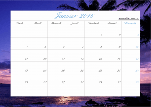 ✰ Calendrier Plage gratuit à imprimer 2016 ✰