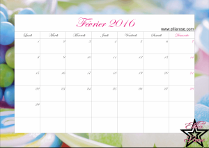 Calendrier Février 2016 Ellia Rose