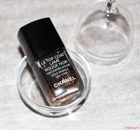 Chanel Le Top Coat Lamé Rouge Noir Gold Sparkle Top Coat