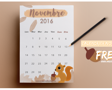 Calendrier novembre 2016 - Freebie