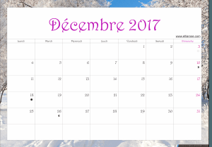 décembre 2017 calendrier ellia rose paysage
