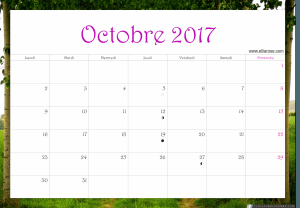 octobre 2017 calendrier ellia rose paysage